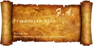 Frankovits Aliz névjegykártya